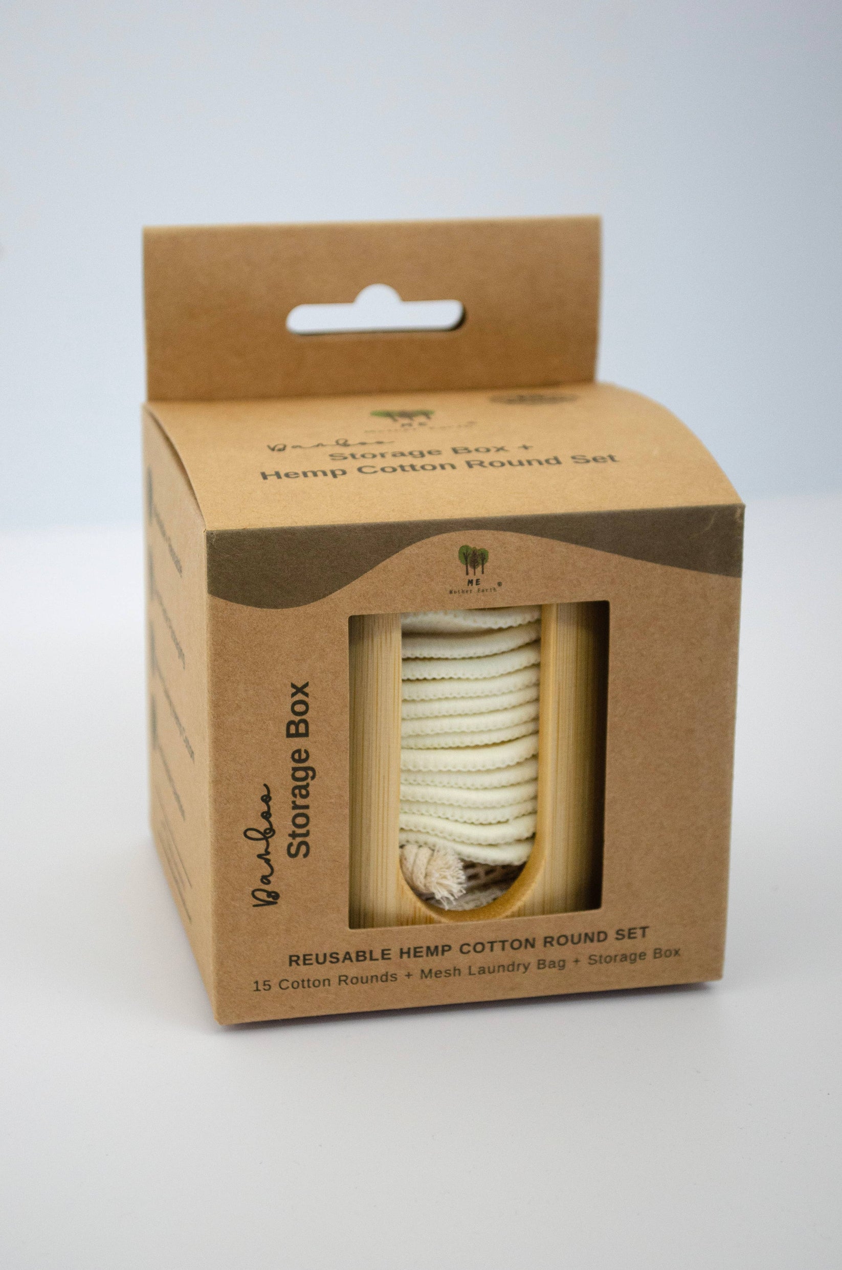 Bamboo Storage Box + Hemp Cotton Rounds Set