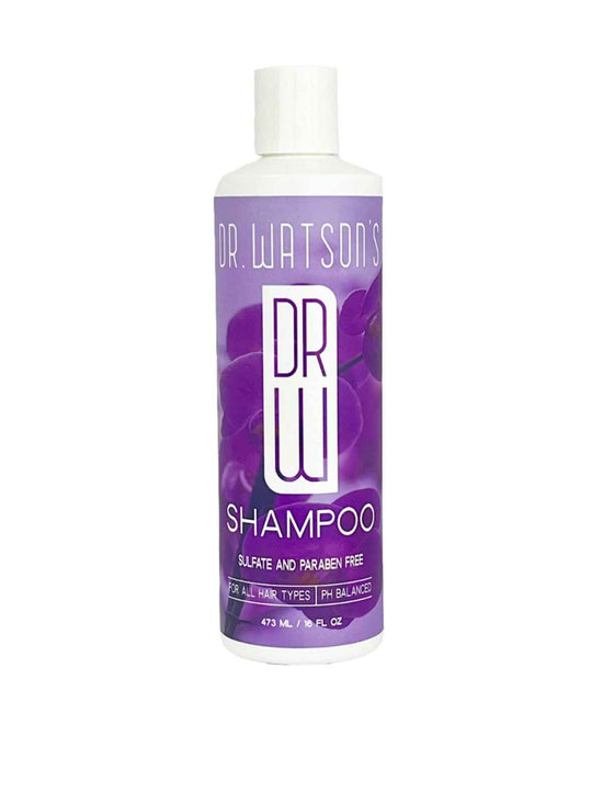 Sweet pea shampoo bottle, purple label, white cap, 16 oz